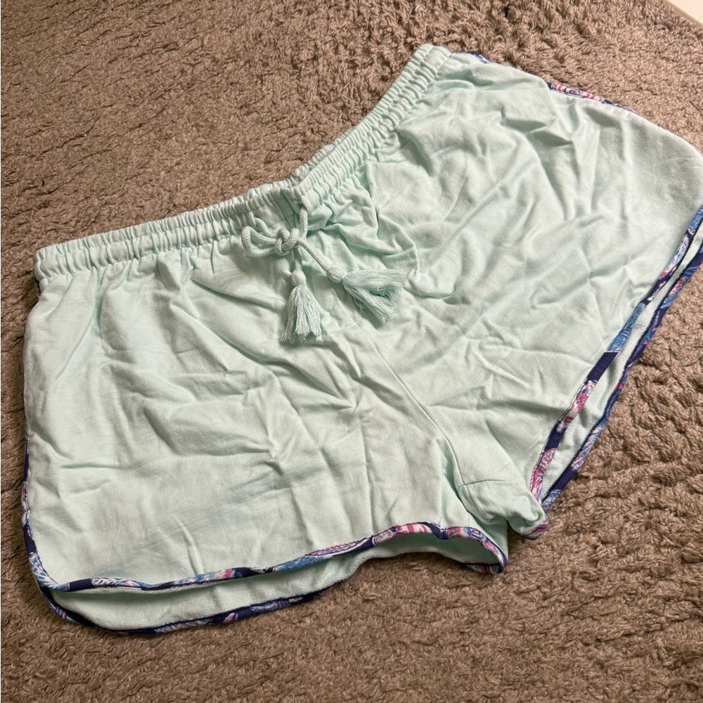 Simply Southern Mint Green Ice Contrast Lounge Cotton Shorts - size XXL
